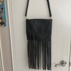 DKNY leather fringe crossbody bag adjustable strap